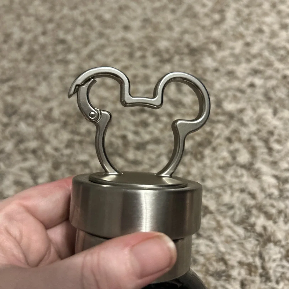 Disney Mickey Mouse Stainless Steel Water Bottle Mickey Ears Carabiner Clip New